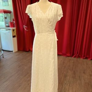 New York & Co Eva Mendes Flutter Sleeve Wrap Dress